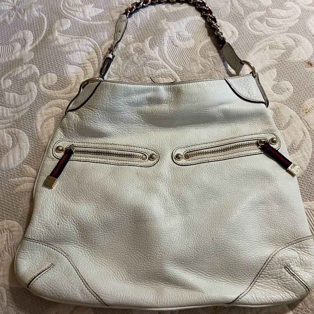 GUCCI CAPRI WHITE HOBO LEATHER BAG
